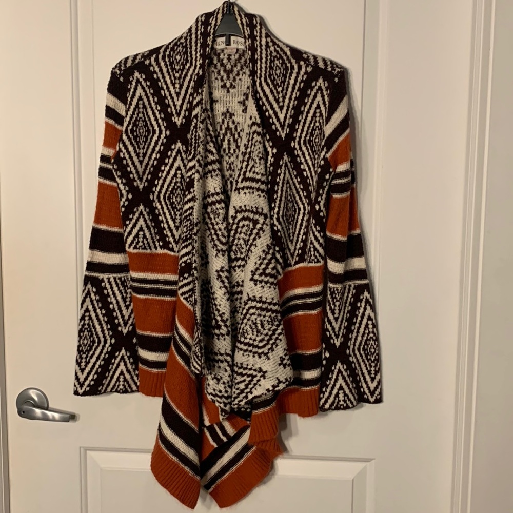Knox Rose Western Cardigan Sweater with Bell Style Sleeves